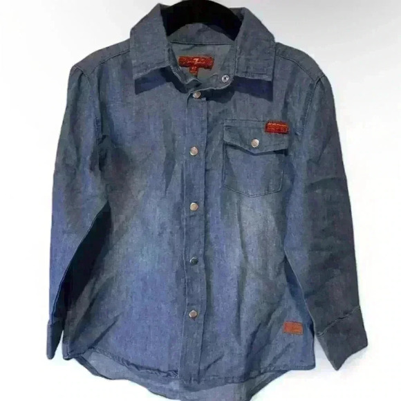 7 For All Mankind Baby & Toddler Denim Long Sleeve Button-Up Shirt Blue 4T - Picture 1 of 3